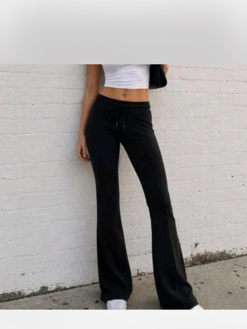 Zenana Black Flare Drawstring Pants